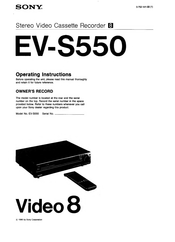 Sony Video8 EV-S550 Operating Instructions Manual