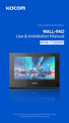 KOCOM KHN-T100M9 Use & Installation Manual