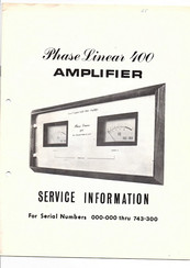 Phase Linear 400 Service Information
