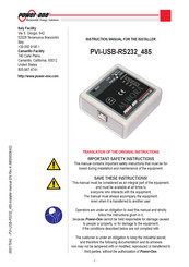 Power One PVI-USB-RS232 485 Instruction Manual For The Installer
