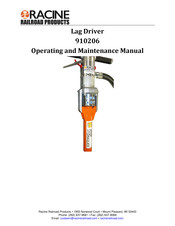 Racine Railroad Products 910206 Operating And Maintenance Manual