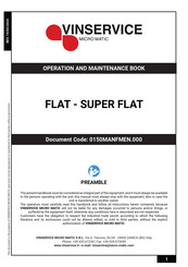 Vinservice SUPER FLAT Operation And Maintenance Book