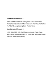 2Go Products LUXE BIDET Neo 120 Manual