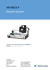 Kurtz Ersa HR 600/3 P Operating Instructions Manual