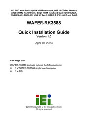 IEI Technology WAFER-RK3588 Quick Installation Manual