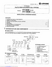 Aiphone VY Series Installation & Operation Manual
