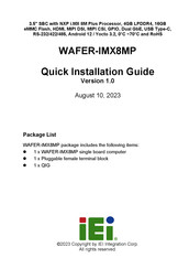 IEI Technology WAFER-IMX8MP Quick Installation Manual