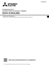 Mitsubishi Electric ECOV-X15VA Installation Manual