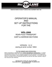 McFarlane WDL-2060 Operator's Manual And Set-Up Instructions
