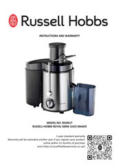 Russell Hobbs ROYAL RHJM17 Instructions And Warranty