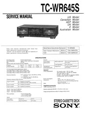 Sony TC-WR645S Service Manual