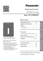 Panasonic NF-CC600AXC Operating Instructions Manual