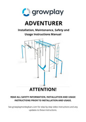 growplay ADVENTURER Installation, Maintenance And Usage