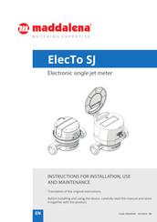 MADDALENA ElecTo SJ Instructions For Installation, Use And Maintenance Manual
