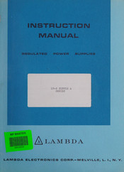 Lambda LV-G SUFFIX A Series Instruction Manual