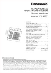 Panasonic FV-30BY1 Installation And Operating Instructions Manual