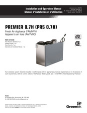 Greentek PREMIER 0.7H Installation And Operation Manual