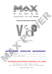 MAX power VIP 150 ELECTRIC 12/24V Installation Operation & Maintenance