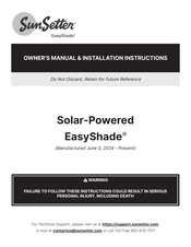 SunSetter Solar-Powered EasyShade Owner's Manual & Installation Instructions