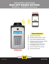 Maximum Controls MAX APP BASED KEYPAD Quick Installation Manual