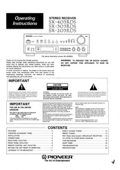 Pioneer SX-403RDS Operating Instructions Manual