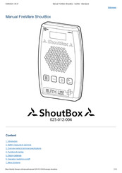FireWare ShoutBox 025-012-004 Manual