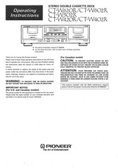 Pioneer CT-W402R Operating Instructions Manual
