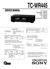 Sony TC-WR445 Service Manual