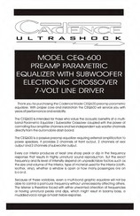 Cadence Preamp Parametric Equalizer CEQ-600 Quick Start Manual