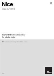 Nice BiDi-Shutter Instructions And Warnings For Installation And Use