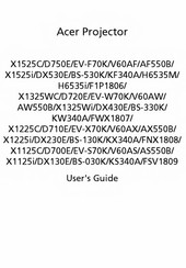 Acer EV-W70KA60AW User Manual