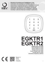 Key Automation EGKTR2 Instructions And Warnings For Installation And Use