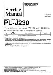 Pioneer PL-Z91 Service Manual