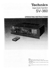 Technics SV-360 Operating Instructions Manual