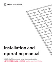 Meyer Burger WHITE XL MB WG144Cyz Installation And Operating Manual