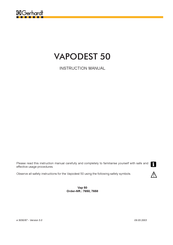 Gerhardt Vap 50 Instruction Manual