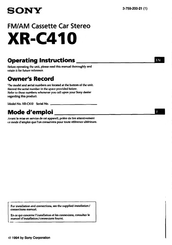 Sony XR-C410 Operating Instructions Manual