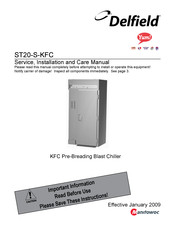Manitowoc Delfield ST20-S-KFC Service, Installation And Care Manual
