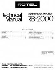 Rotel RB-2000 Technical Manual