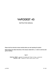 Gerhardt Vap 45 Instruction Manual