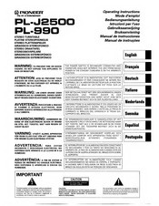Pioneer PL-J2500 Operating Instructions Manual