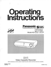 Panasonic AG5710P - SVHS Operating Instructions Manual