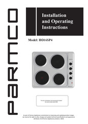 Parmco HO16SP4 Installation And Operating Instructions Manual