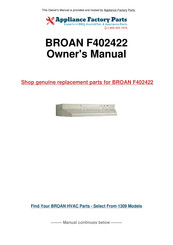 Broan F402422 Owner's Manual