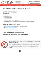 Axis 0820-001 Installation Manual