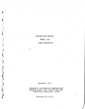 FREDERICK ELECTRONICS 703 Instruction Manual