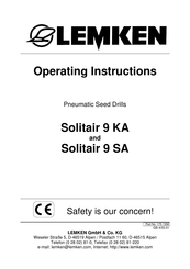 LEMKEN Solitair 9 KA Operating Instructions Manual