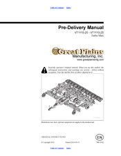 GREAT PLAINS VT1110-20 Predelivery Manual