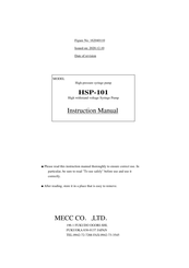 MECC HSP-101 Instruction Manual