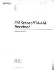 Sony STR-D615 - Fm-am Receiver Operating Instructions Manual